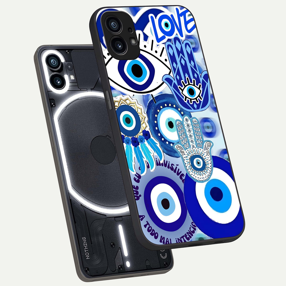  Evil Eyes Dream phone case For Nothing Phone 1 showing premium glass back cover with detailed artwork