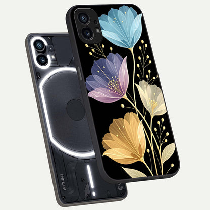  Flower Bloom Glow phone case For Nothing Phone 1 showing premium glass back cover with detailed artwork
