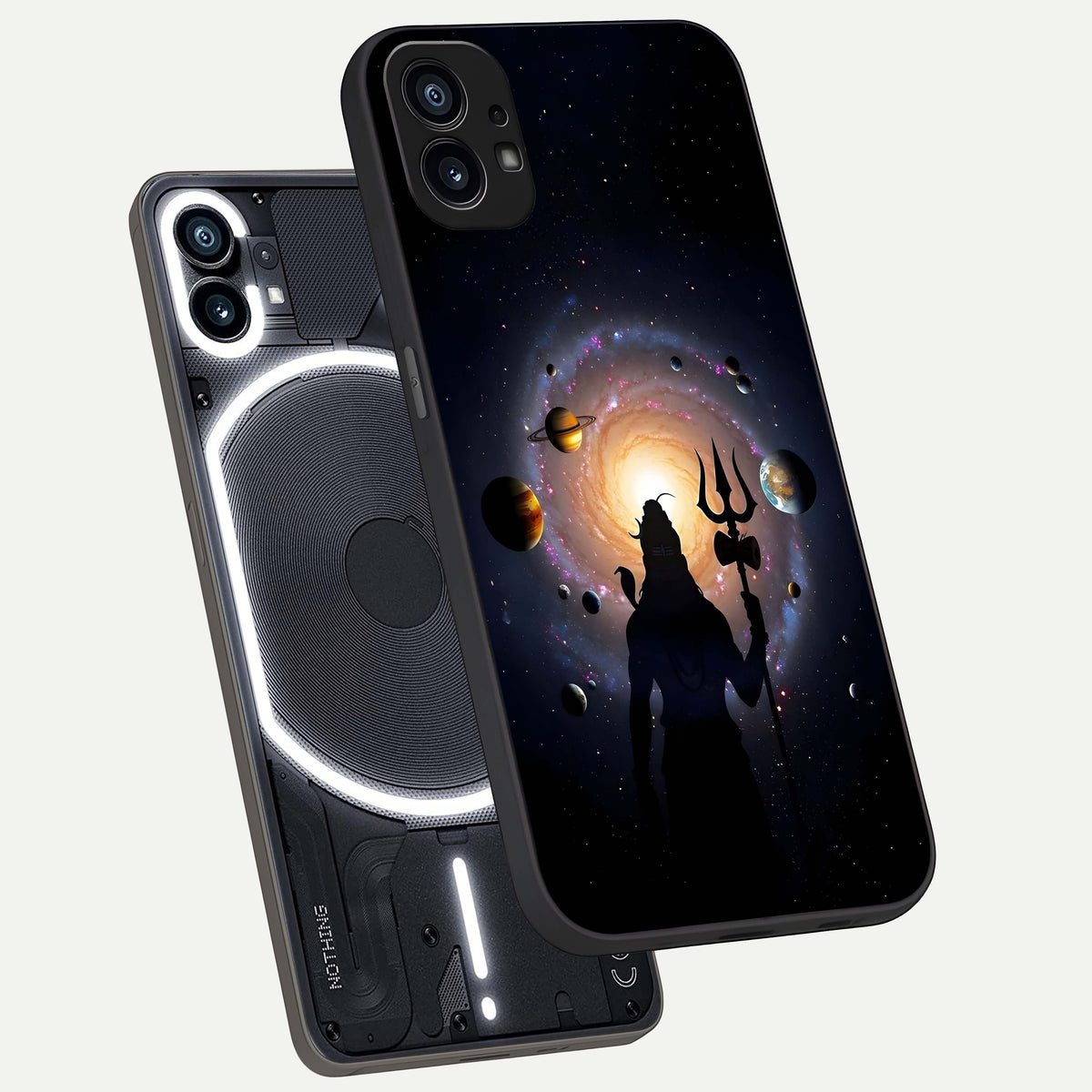  Galactic Shiva Vision phone case For Nothing Phone 1 showing premium glass back cover with detailed artwork