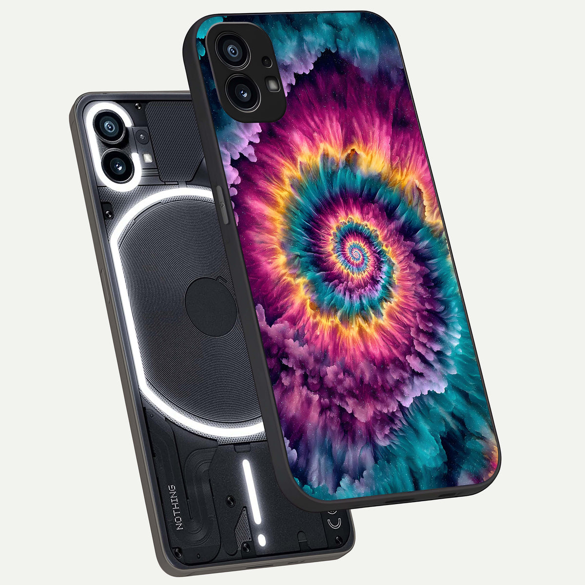  Galactic Spiral Burst phone case For Nothing Phone 1 showing premium glass back cover with detailed artwork