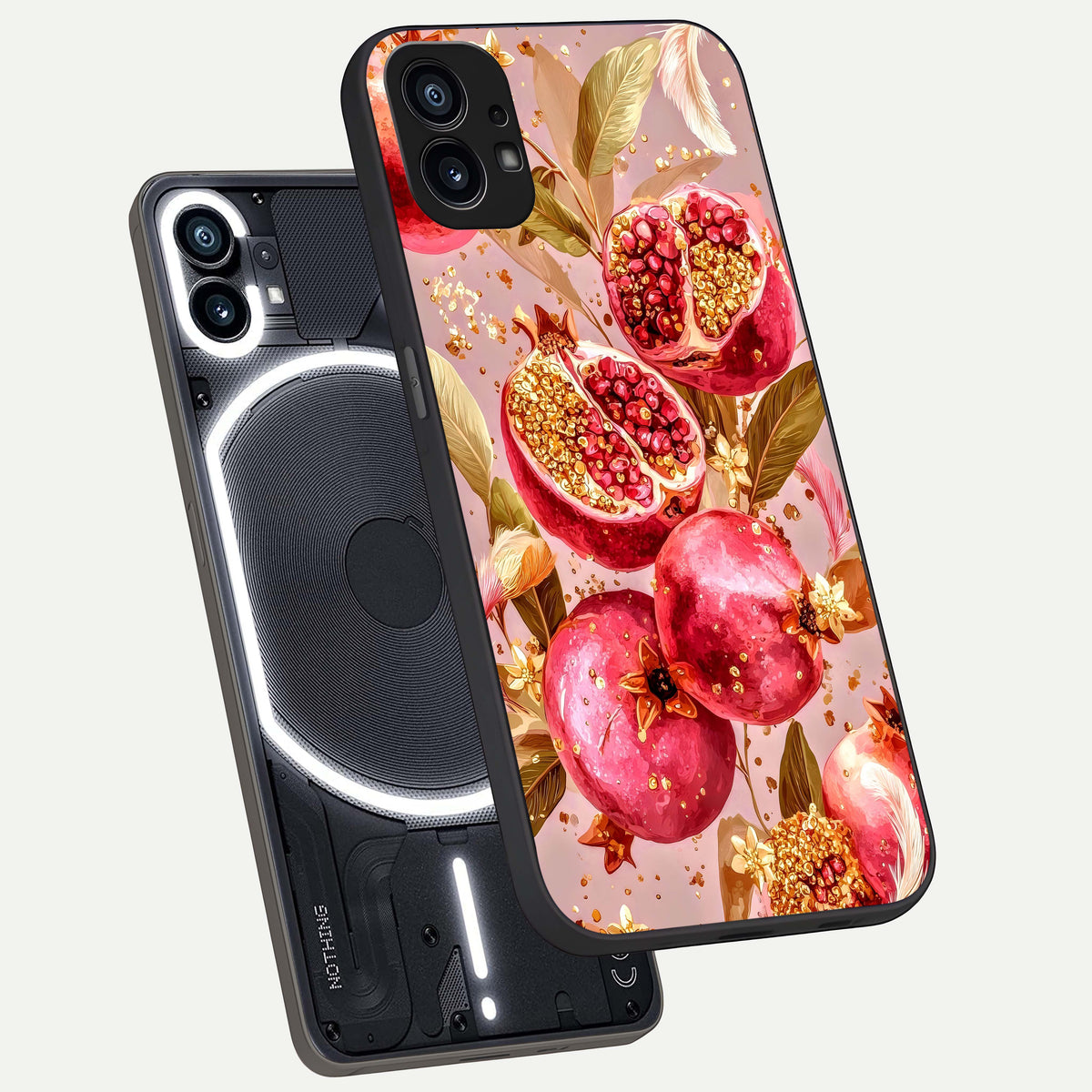  Golden Bloom Glow phone case For Nothing Phone 1 showing premium glass back cover with detailed artwork