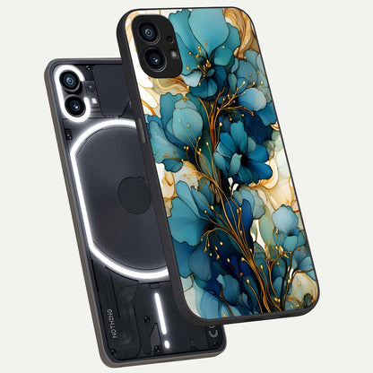  Golden Bloom Symphony phone case For Nothing Phone 1 showing premium glass back cover with detailed artwork