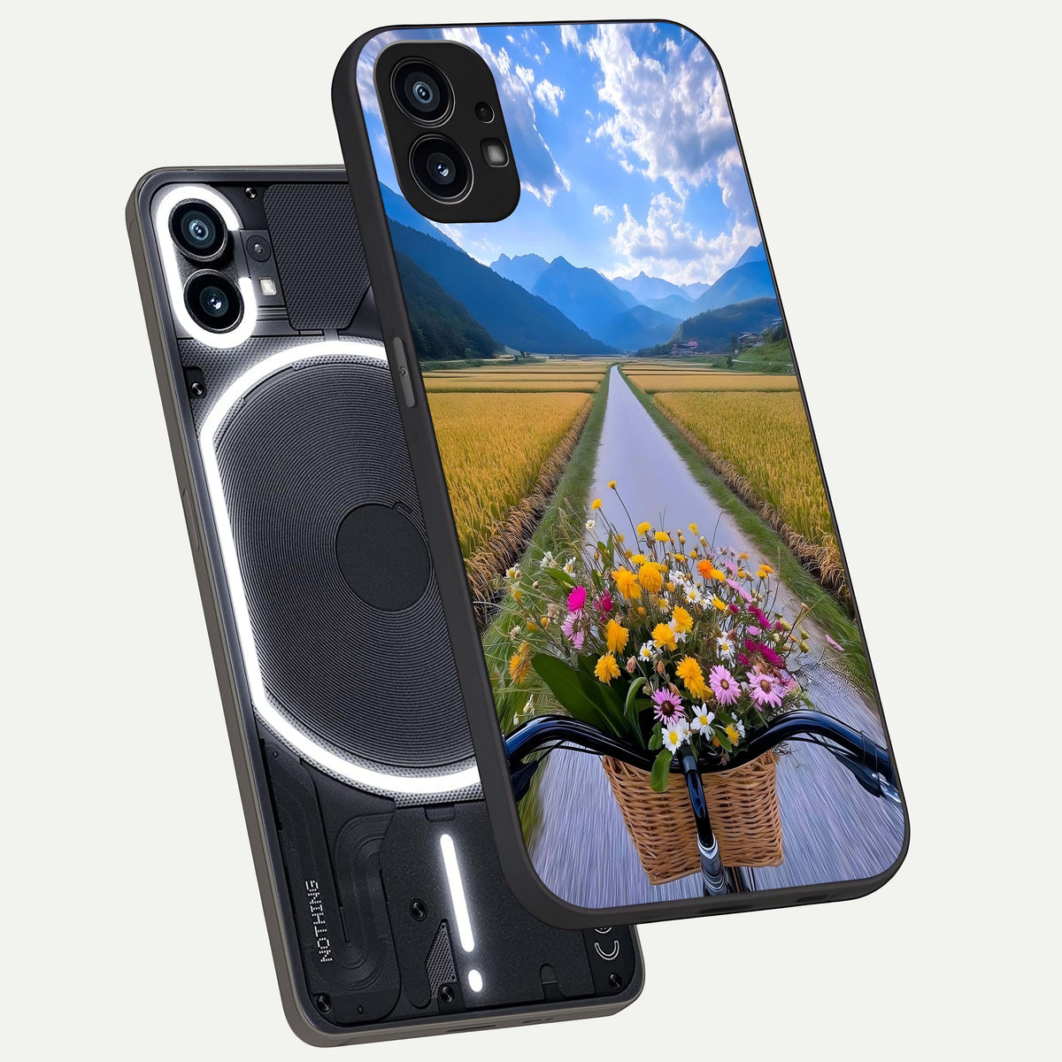  Golden Field Journey phone case For Nothing Phone 1 showing premium glass back cover with detailed artwork