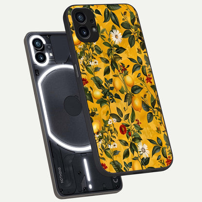  Golden Lemon Field phone case For Nothing Phone 1 showing premium glass back cover with detailed artwork