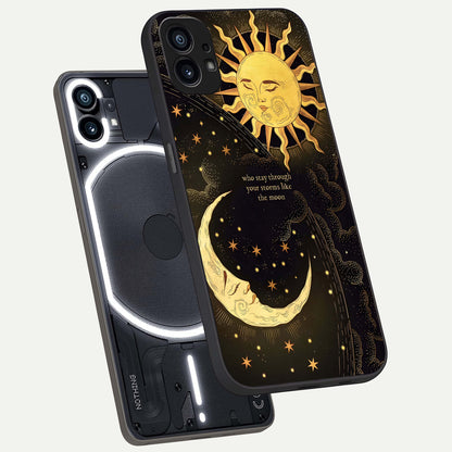  Golden Lunar Love phone case For Nothing Phone 1 showing premium glass back cover with detailed artwork