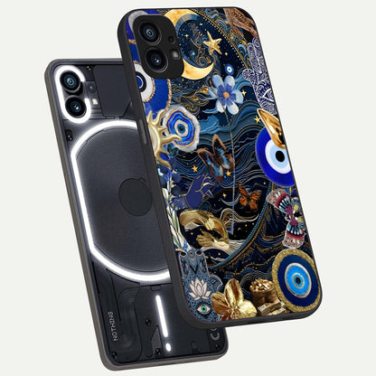  Golden Moon Magic phone case For Nothing Phone 1 showing premium glass back cover with detailed artwork