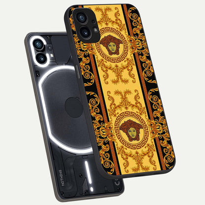  Golden Royal Heritage phone case For Nothing Phone 1 showing premium glass back cover with detailed artwork