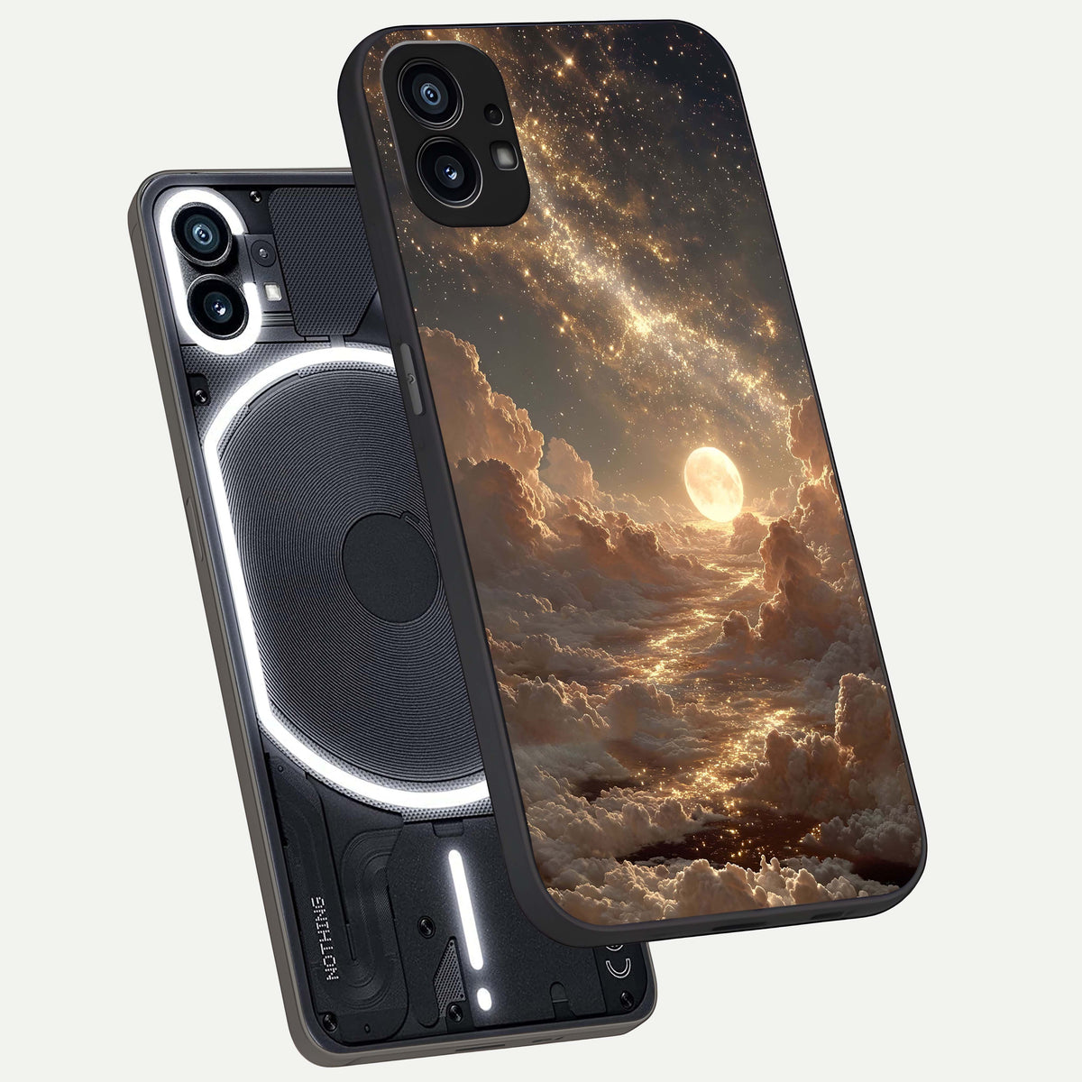  Golden Sky Dream phone case For Nothing Phone 1 showing premium glass back cover with detailed artwork