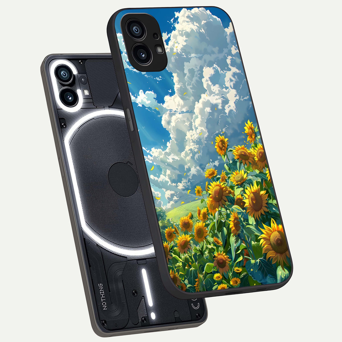  Golden Sun Glory phone case For Nothing Phone 1 showing premium glass back cover with detailed artwork
