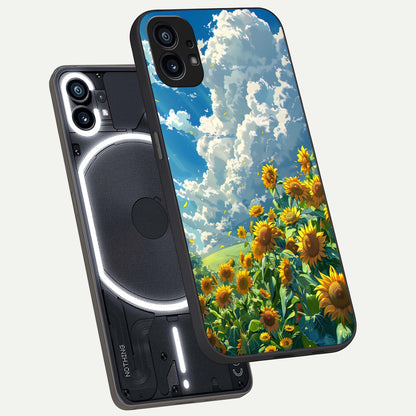  Golden Sun Glory phone case For Nothing Phone 1 showing premium glass back cover with detailed artwork