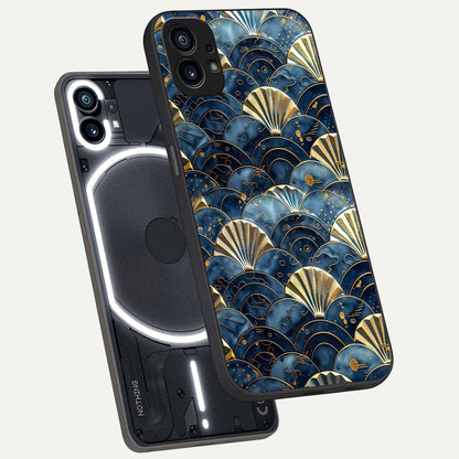  Golden Wave Luxe phone case For Nothing Phone 1 showing premium glass back cover with detailed artwork