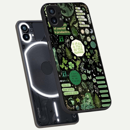  Green Mandala Pattern phone case For Nothing Phone 1 showing premium glass back cover with detailed artwork