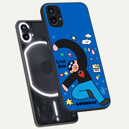  Happy Luck Vibe phone case For Nothing Phone 1 showing premium glass back cover with detailed artwork