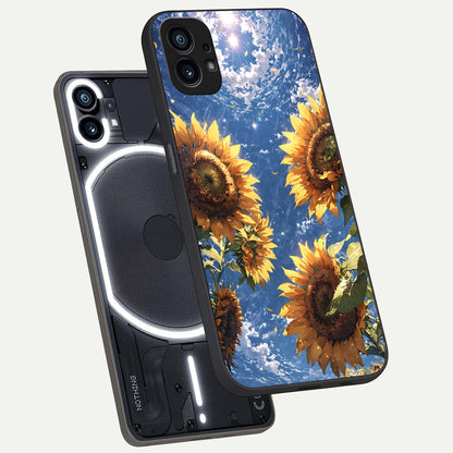  Heavenly Sunflower Rise phone case For Nothing Phone 1 showing premium glass back cover with detailed artwork