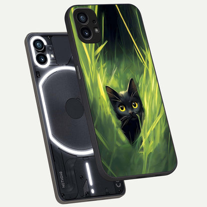  Hidden Cat Whisper phone case For Nothing Phone 1 showing premium glass back cover with detailed artwork