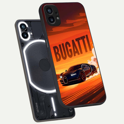  Inferno Bugatti Storm phone case For Nothing Phone 1 showing premium glass back cover with detailed artwork