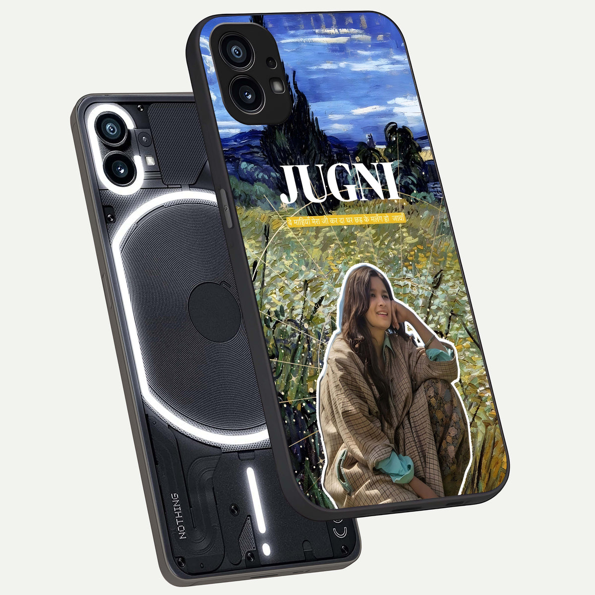  Jugni Soul Vibes phone case For Nothing Phone 1 showing premium glass back cover with detailed artwork