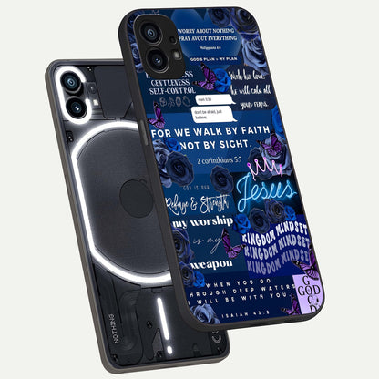  Kingdom Faith Glow phone case For Nothing Phone 1 showing premium glass back cover with detailed artwork