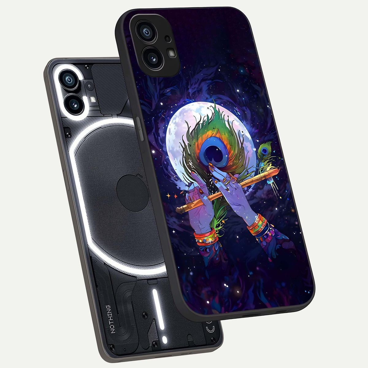  Krishna Hands Art phone case For Nothing Phone 1 showing premium glass back cover with detailed artwork
