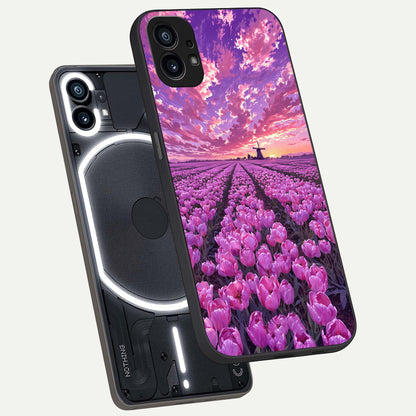  Lavender Dream Skies phone case For Nothing Phone 1 showing premium glass back cover with detailed artwork