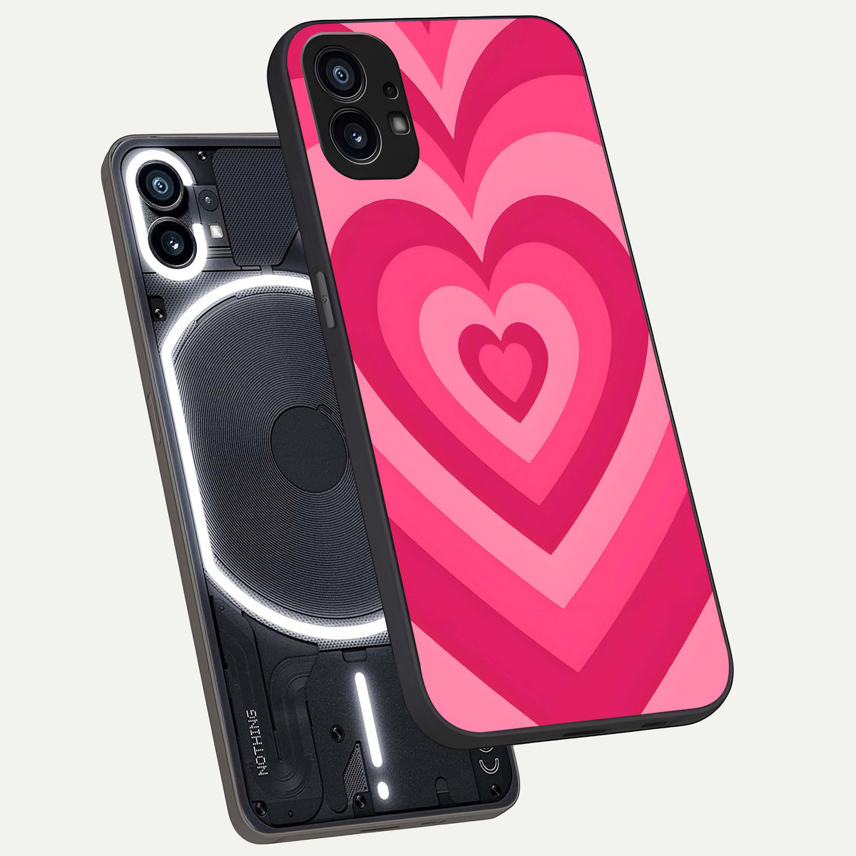  Layered Love Hearts phone case For Nothing Phone 1 showing premium glass back cover with detailed artwork