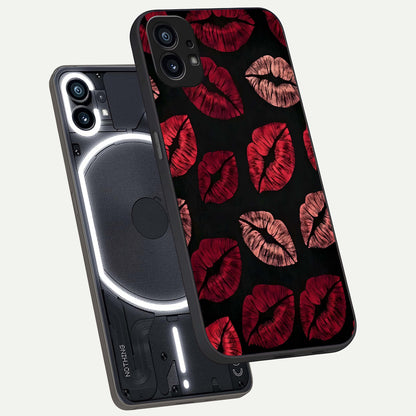  Midnight Kiss Love phone case For Nothing Phone 1 showing premium glass back cover with detailed artwork