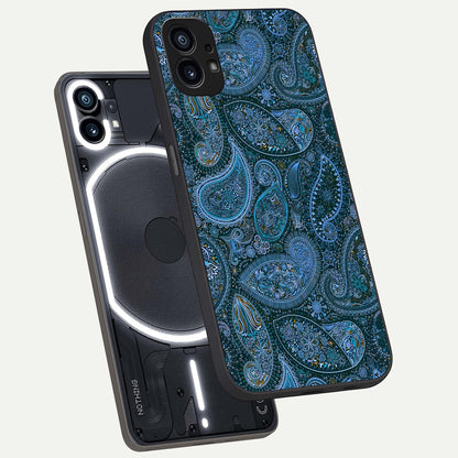  Midnight Paisley Glow phone case For Nothing Phone 1 showing premium glass back cover with detailed artwork