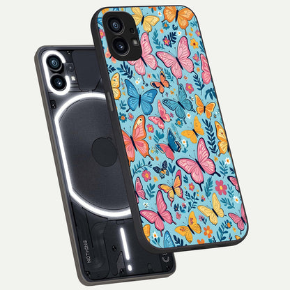  Spring Wing Garden phone case For Nothing Phone 1 showing premium glass back cover with detailed artwork