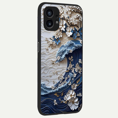  Blossom Wave Art back cover For Nothing Phone 1 slim fit glass case with vibrant aesthetic design
