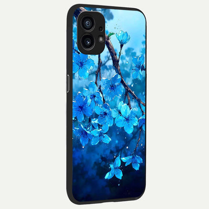  Blue Blossoms Branch back cover For Nothing Phone 1 slim fit glass case with vibrant aesthetic design