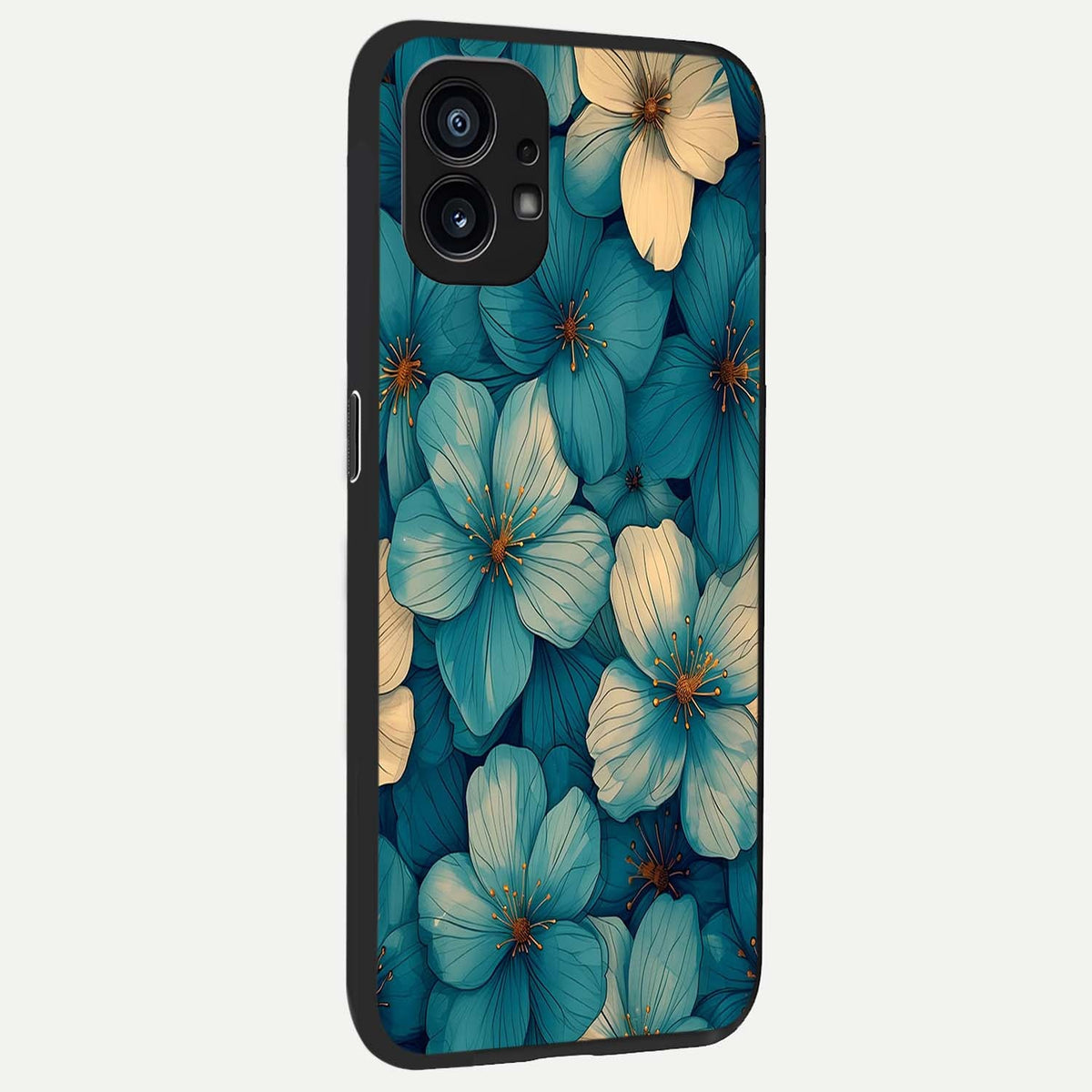  Blue Shade Floral back cover For Nothing Phone 1 slim fit glass case with vibrant aesthetic design