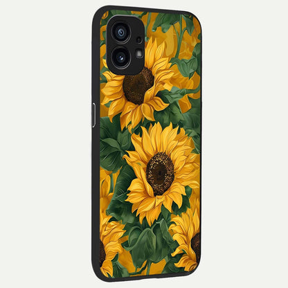  Bright Sunflower Bloom back cover For Nothing Phone 1 slim fit glass case with vibrant aesthetic design