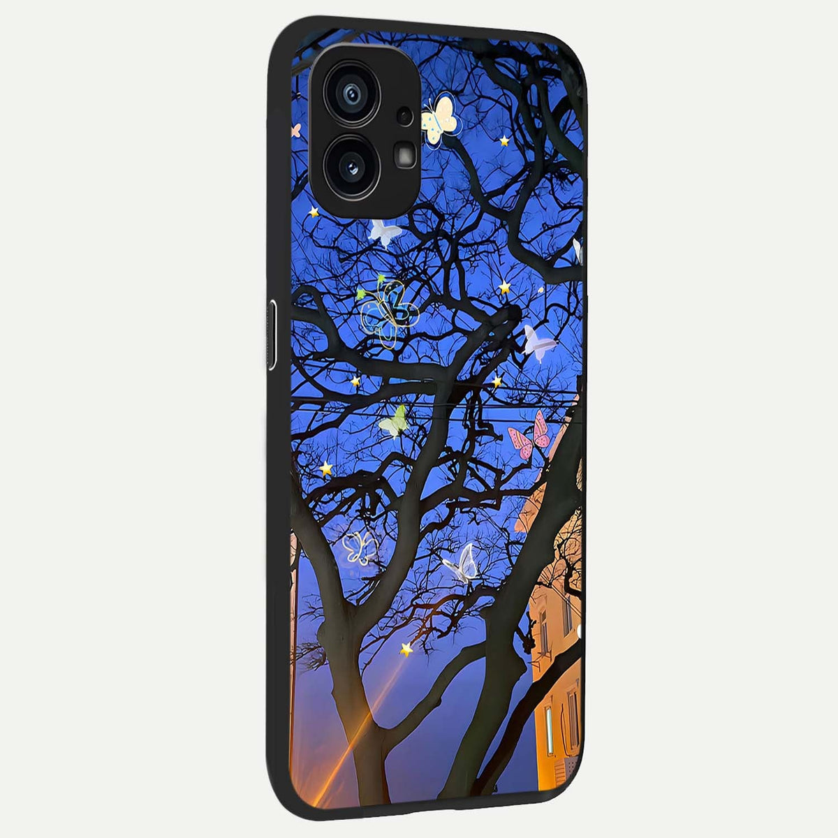  Butterfly Night Magic back cover For Nothing Phone 1 slim fit glass case with vibrant aesthetic design
