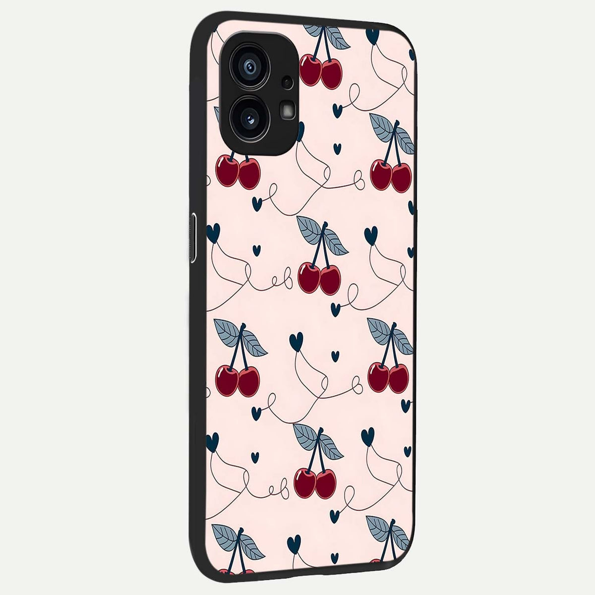  Cherry Heart Line back cover For Nothing Phone 1 slim fit glass case with vibrant aesthetic design