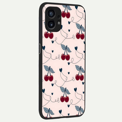 Cherry Heart Line back cover For Nothing Phone 1 slim fit glass case with vibrant aesthetic design