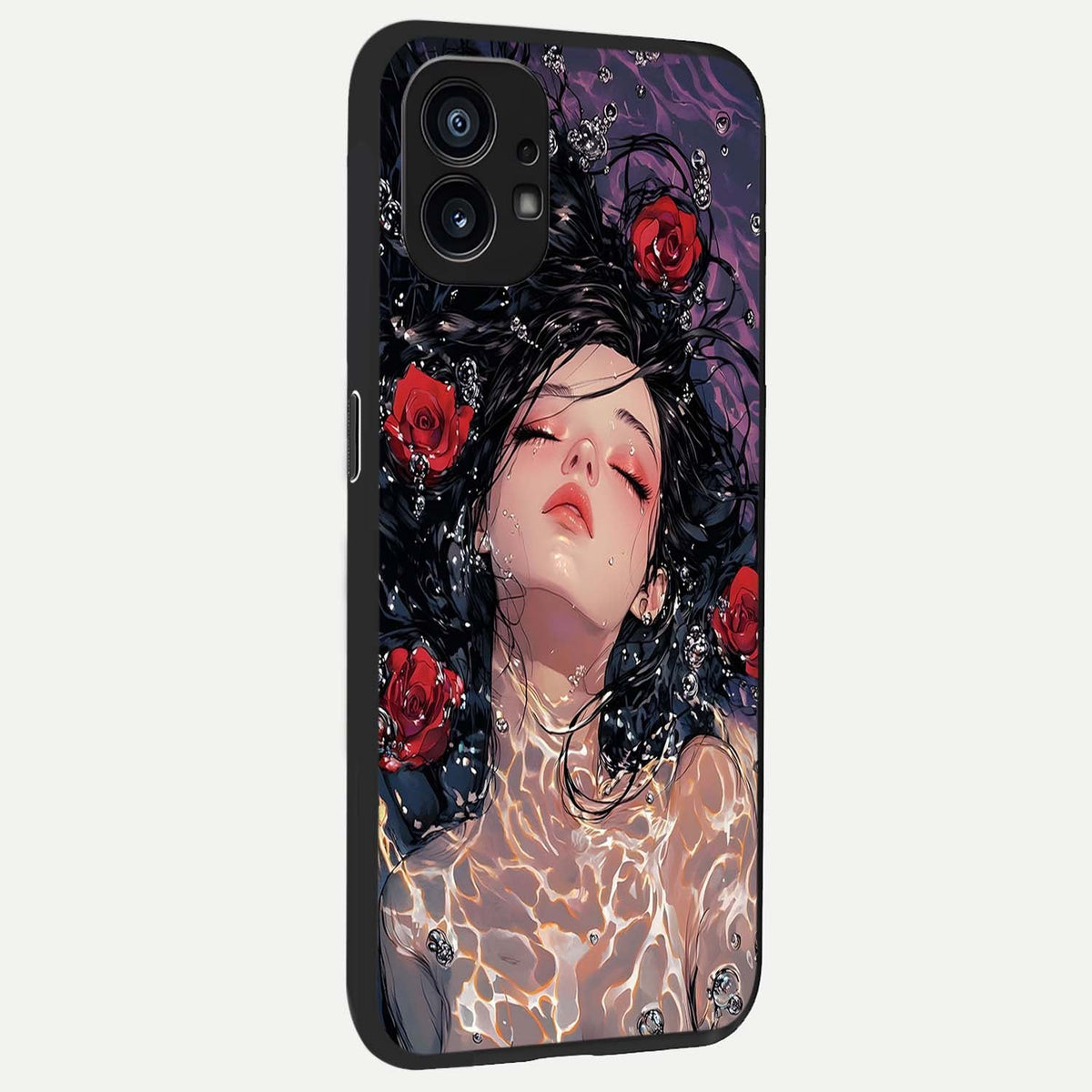  Crimson Rose Serenity back cover For Nothing Phone 1 slim fit glass case with vibrant aesthetic design