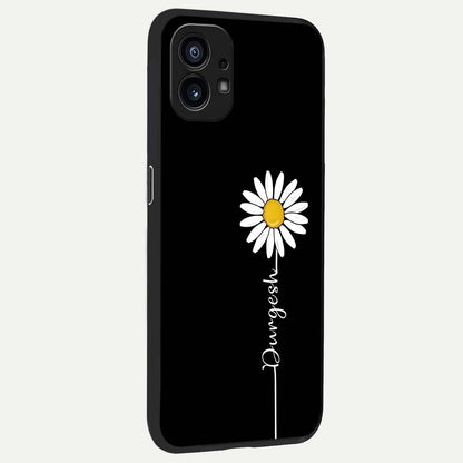  Custom Name White Flower back cover For Nothing Phone 1 slim fit glass case with vibrant aesthetic design