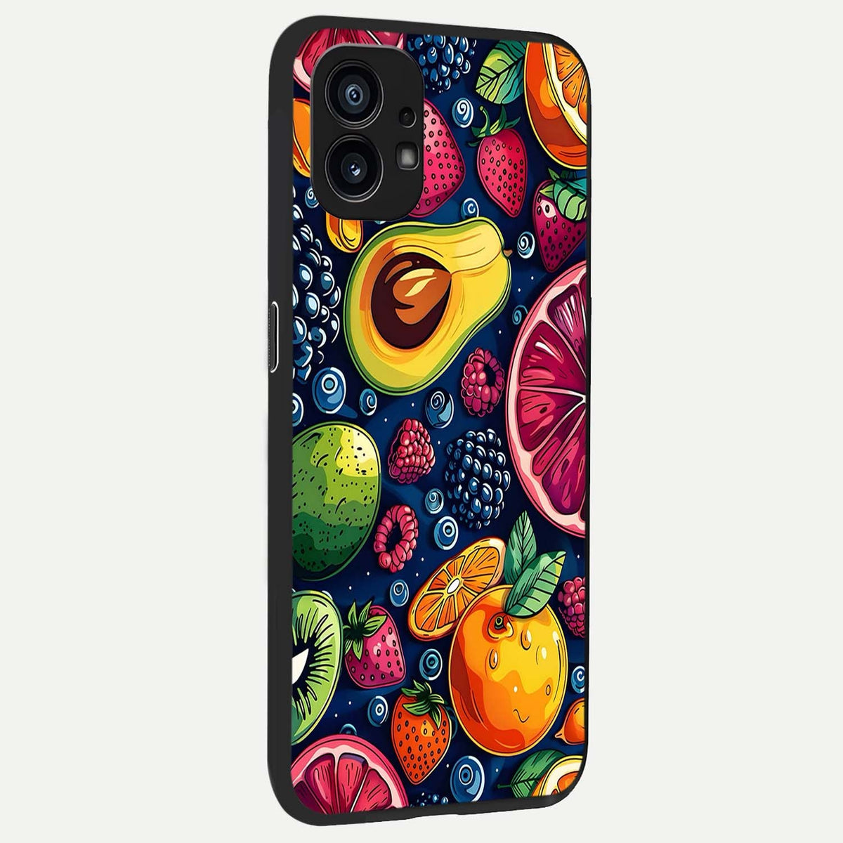  Cute Fruits Art back cover For Nothing Phone 1 slim fit glass case with vibrant aesthetic design