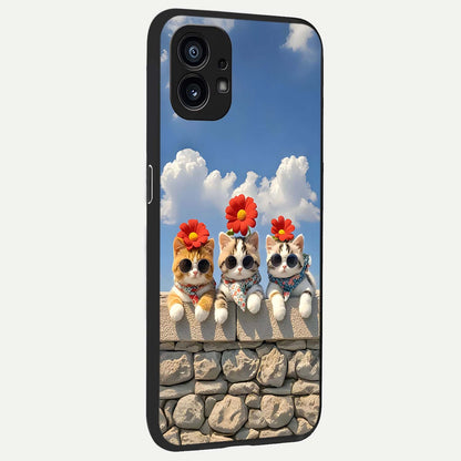  Floral Kitty Squad back cover For Nothing Phone 1 slim fit glass case with vibrant aesthetic design