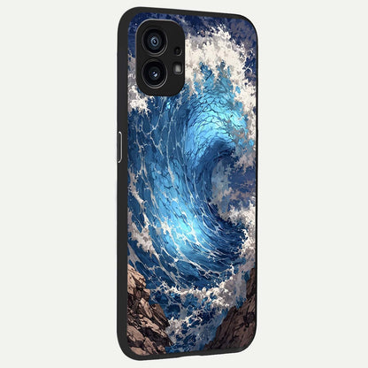  Giant Ocean Wave back cover For Nothing Phone 1 slim fit glass case with vibrant aesthetic design