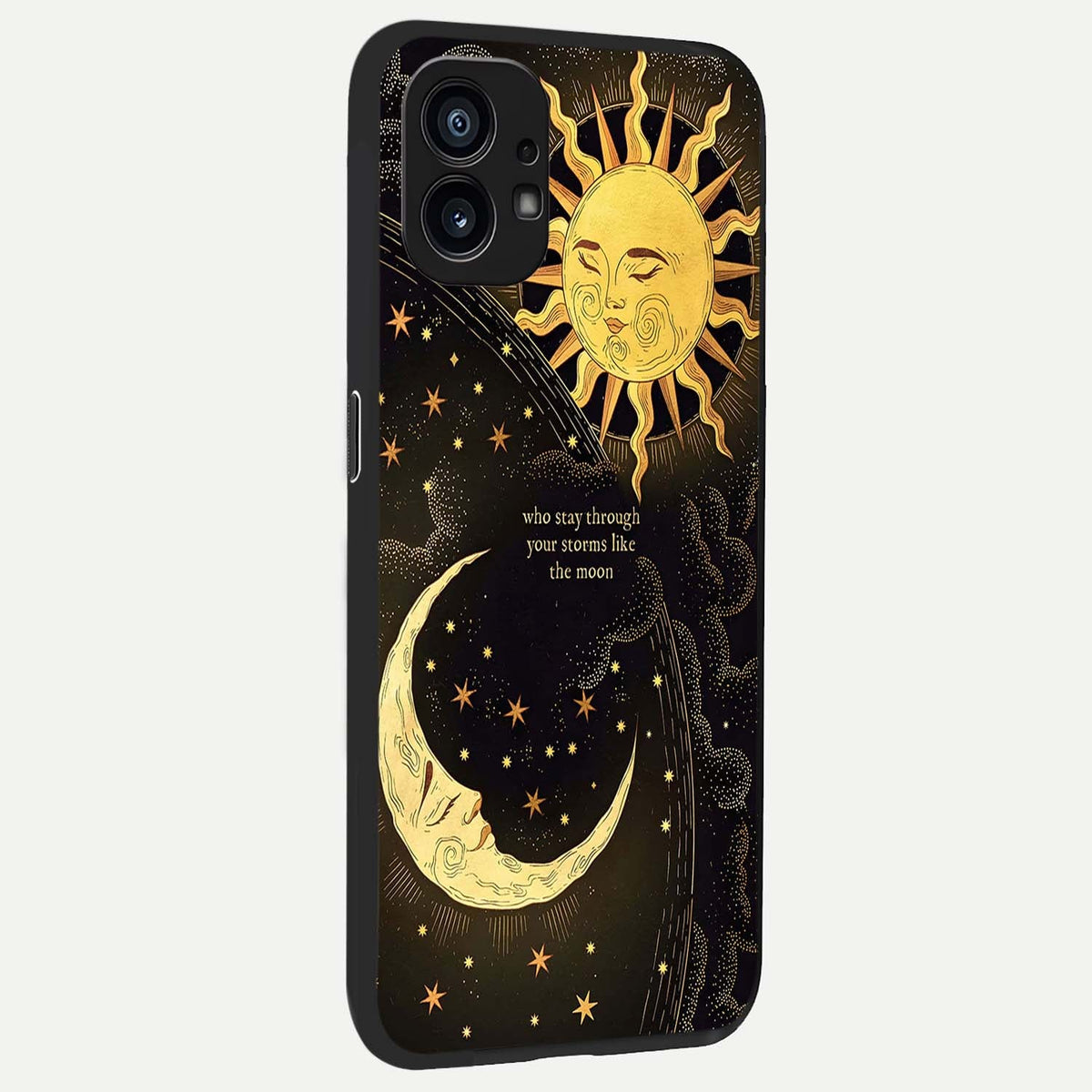  Golden Lunar Love back cover For Nothing Phone 1 slim fit glass case with vibrant aesthetic design