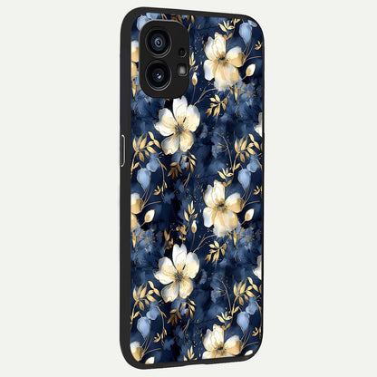  Golden Midnight Bloom back cover For Nothing Phone 1 slim fit glass case with vibrant aesthetic design