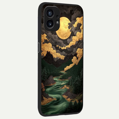  Golden River Moon back cover For Nothing Phone 1 slim fit glass case with vibrant aesthetic design
