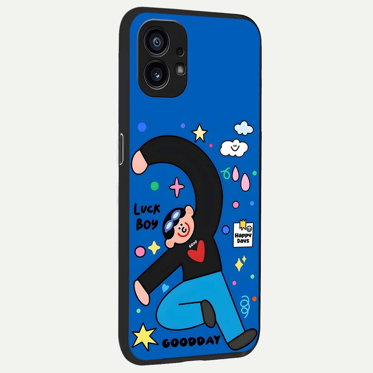  Happy Luck Vibe back cover For Nothing Phone 1 slim fit glass case with vibrant aesthetic design