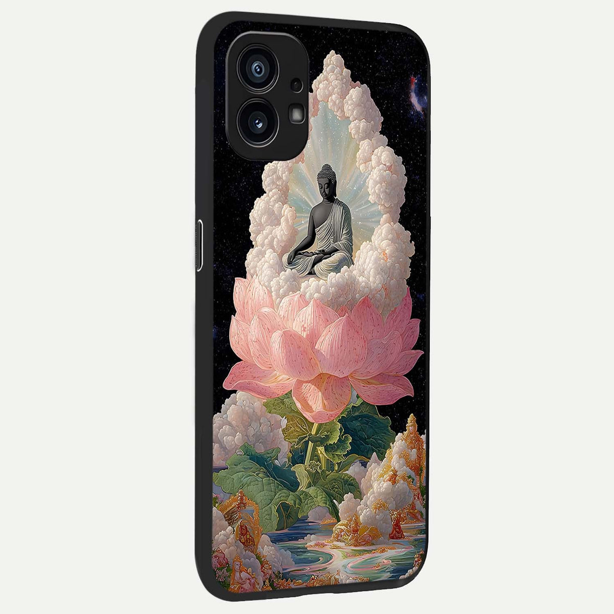  Lotus Divine Peace back cover For Nothing Phone 1 slim fit glass case with vibrant aesthetic design