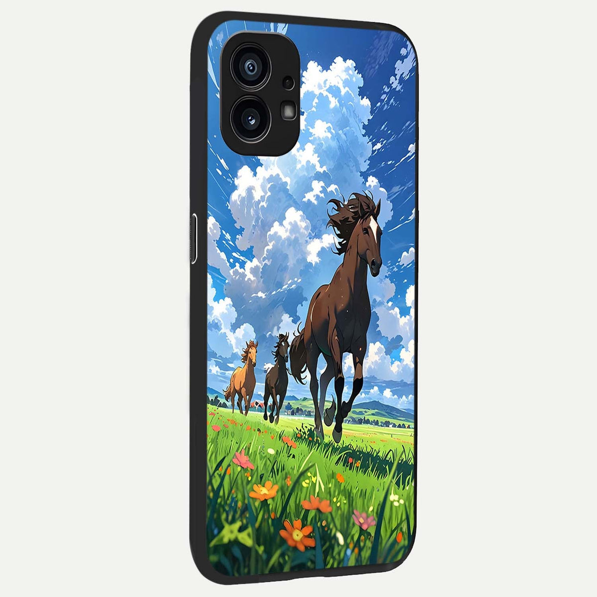  Majestic Horses Galloping back cover For Nothing Phone 1 slim fit glass case with vibrant aesthetic design