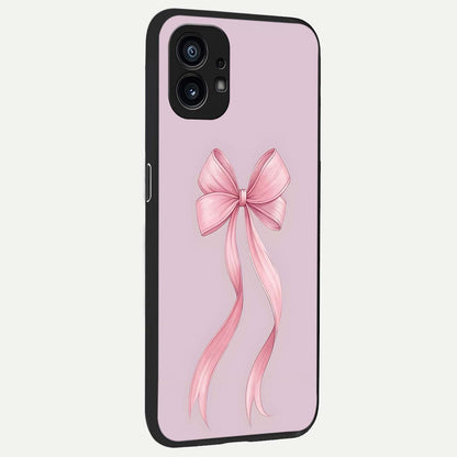 Soft Blush Bow back cover For Nothing Phone 1 slim fit glass case with vibrant aesthetic design