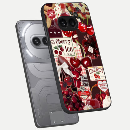 Aesthetic Cherry Tea Glass Case captured at a warm angle highlighting rich red tones, gloss, and edge clarity.