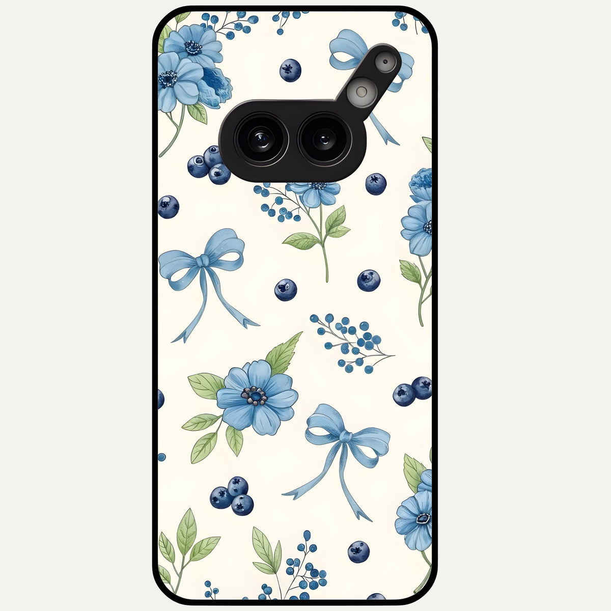  Blue Flower And Bow Glass Case For Nothing Phone 2A Plus back cover – full design glossy printed glass finish