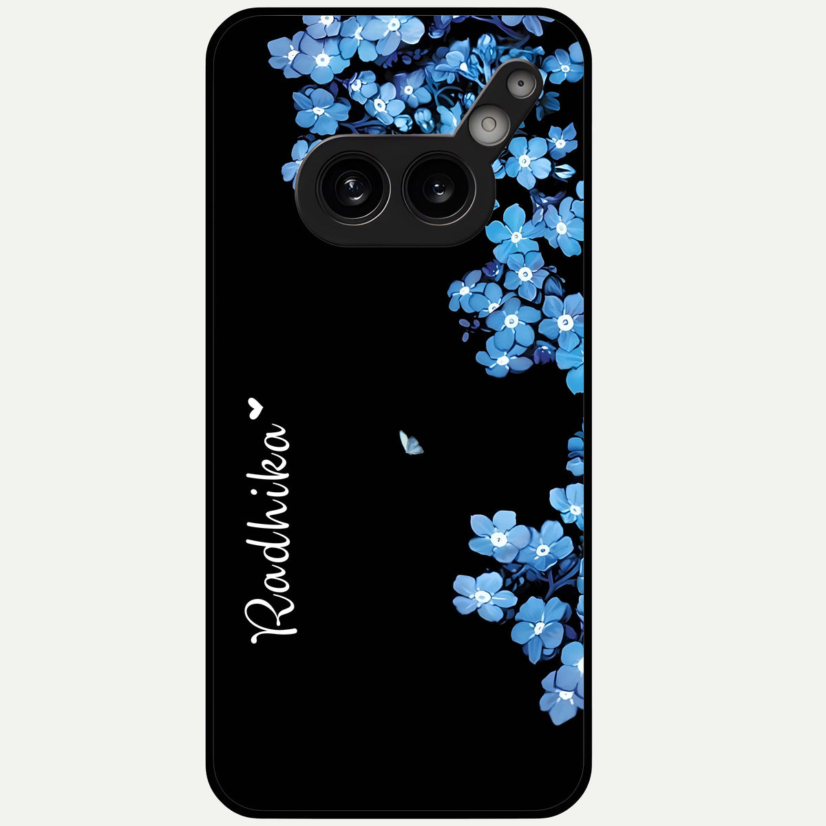  Blue Petal Dream Custom Name Glass Case For Nothing Phone 2A Plus back cover – full design glossy printed glass finish